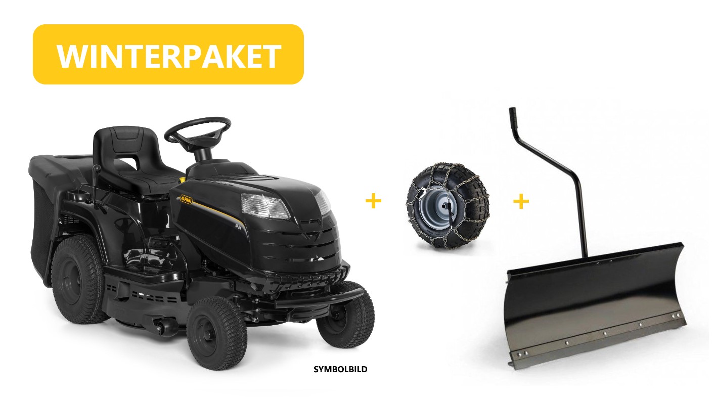 Rasentraktor (Alpina) 84 MT mit Winterpaket (inkl. Schneeschild und -ketten)